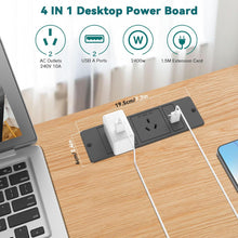 Furniture Recessed Power Strip with 2 USB Ports, 240V 10A, 2400W Max, Flush Mount Power Hub with 1.5m Power Cord, Recessed Outlet for RV Furniture Outlet, Desk, or Kitchen Countertop, AU/NZ Sockets