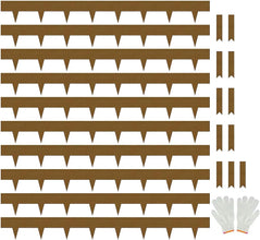 10M Corten Steel Pre-Rusted Garden Lawn Edging Border - 10-Pack Metal Landscape Edging Strips - Heavy Duty Hammer-in Corten Steel Rust Border with 11 Clips - 10M Total Length (Brown, 11.43cm/4.5'')