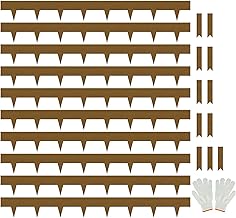 10M Corten Steel Pre-Rusted Garden Lawn Edging Border - 10-Pack Metal Landscape Edging Strips - Heavy Duty Hammer-in Corten Steel Rust Border with 11 Clips - 10M Total Length (Brown, 11.43cm/4.5'')