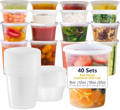 60-Pack 12 oz Plastic Food Storage Containers with Airtight Lids, Microwave, Freezer & Dishwasher Safe,Stackable,BPA-Free,12 oz Deli Meat Containers with lids for Soups, Sauces, Salads, and Meal Prep