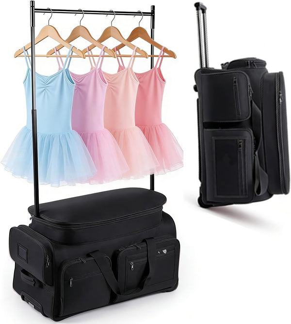 Dance Bag with Garment Rack Dance Competition Travel Duffle Bag - Quick Privacy Changing Station, Easy Assembly, Ultra-Light Collection, Wear-Resistant for Dancers Livestreamer Athletes ﻿ (Black)