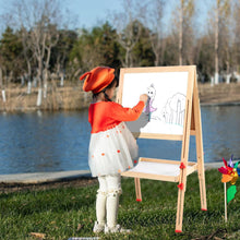 Kids Art Easel for Kids - Adjustable Height from 60cm-108cm, Double-Sided Magnetic Whiteboard & Chalkboard, Solid Wooden Standing Design with Premium Art Supplies for Children Toddler Easel, 45x35cm