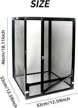 13 Gallon Black Aluminum Screen Cage - Good Enclosure for Chameleons, Geckos Interaction! Reptile Terrarium Front Opening Door, Full View,Airflow,Easy Assembly (46 x 32 x 32cm/18