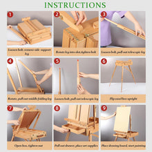 Deluxe French Easel for painting - Beech Wood Studio & Field Sketchbox Easel stand for painting,Adjustable and Foldable with Storage Drawer Art Painting Display Holds Canvas Up to 34