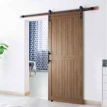 1.5M/5FT Sliding Barn Door Hardware Kit with T-Shape & Adjustable Roller Guides - Low Profile Barn Door Hardware Black Carbon Steel Hanger Flat Track System for Closet Kitchen 1 Door 30 inch Wide, 5FT