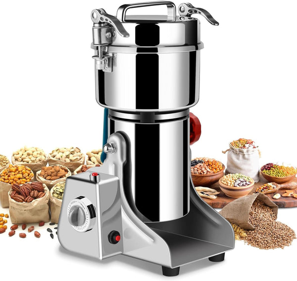Electric Grain Mill Grinder 800g High Speed Food Grain Mill Stainless Steel Seeds Flour Nut Pill Wheat Corn Herbs Spices & Seasonings Dry Grinder Electric Machine for Kitchen (800g Swing Type)