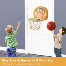Toddler Basketball Hoop Indoor Mini Basketball Hoop for Toddlers Boys Bedroom 2 in 1 Portable Wall Basketball Hoop & Ring Games Adjustable Height Space-Saving Mini Basketball Hoop for Kids 1-3,Rabbit
