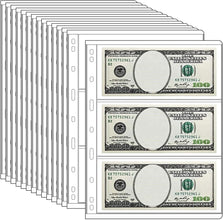 15-Sheet Pack Money Binder with 3-Pocket Dollar Bill Sleeves Currency Album Sheet Protectors for 3 Ring Binder Durable and Acid-Free for Collection Album Refills (Currency Sleeves, 45 Pockets)