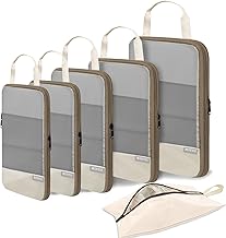 Compression Packing Cubes for Suitcase (beige brown 8pcs)