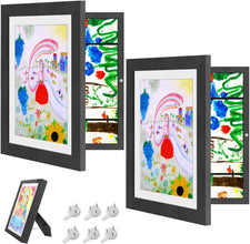 Kids Artwork Frames Changeable High Capacity Front-Opening Display Stores 100 A4 Paintings Multi-Functional Table & Wall Mount Magnetic Easy Access Art Frame for Kids Artwork(White,1Pcs,13 X 9.7inch)