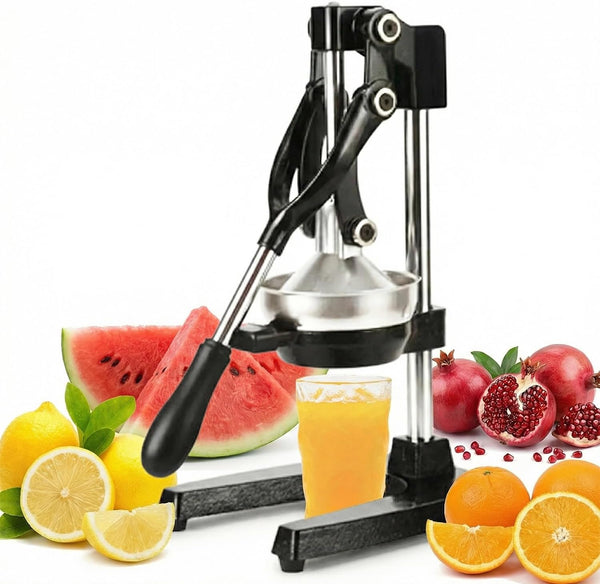 Manual Citrus Juicer - Handheld Orange Juice Squeezer, Durable Cast-Iron Lemon Squeezer - Heavy-Duty, Easy-to-Clean - Sturdy Manual Citrus Press & Orange Squeezer (black)