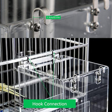 Acrylic Hanging Bird Bath for Cage Bird Bath for Inside Cage Parrot Bath for Cage Hanging Bird Bath Cube Bird Bathtub Bath No-Leak Shower Box Cage Accessory, Dual Water and Sand Washing,11x13x13cm