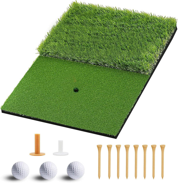 Foldable Golf Hitting Mat-Portable Golf Mat Practice Grass Mat for Indoor/Outdoor with Shock-Absorbing EVA Foam & Realistic Golf Turf Practice Mat for Driving Chipping Putting Golf Simulator, 40x60cm