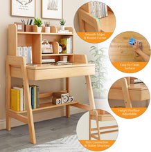 Kids Table with Drawer & Bookshelf - Solid Rubber Wood Desk for Kids, Height Adjustable, School Desk for Kids, Spacious Storage Ergonomic Design, Kids Desk Suitable for All Ages, Easy Assembly, 80cm